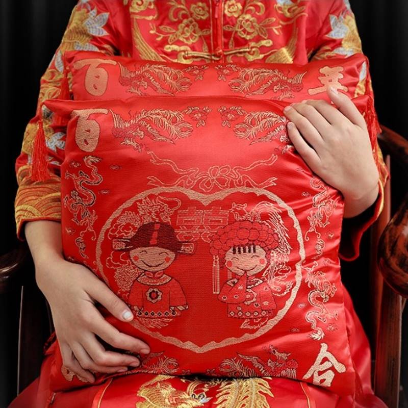 喜字抱枕套结婚喜字抱枕套不含芯抱枕枕套压床沙发靠垫一对客厅靠