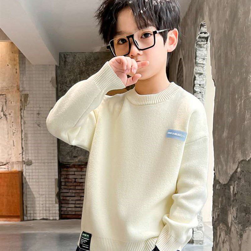 极速男童毛衣秋冬款2022新款儿童加绒加厚针织衫大童打底男孩冬季