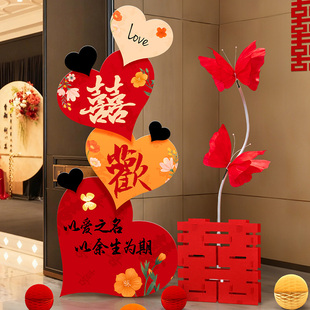 结婚装饰KT板路牌新中式婚礼现场氛围感酒店迎宾背景拍照立柱摆件