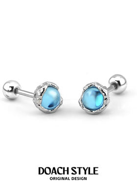 DOACH 碧蓝色螺丝拧口纯银耳钉养耳洞睡觉免摘螺纹耳骨钉小巧耳饰