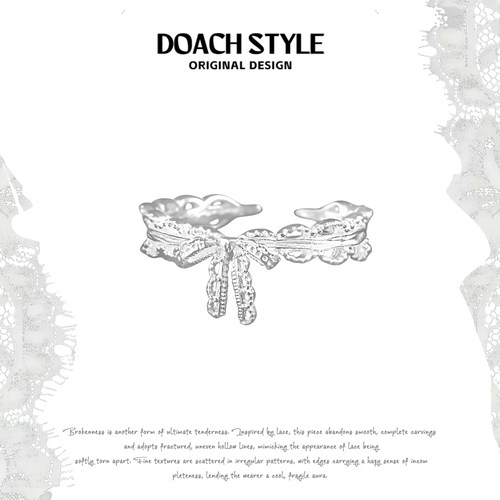 DOACH 蕾丝蝴蝶结戒指纯银原创小众设计高级感轻奢食指戒复古指环