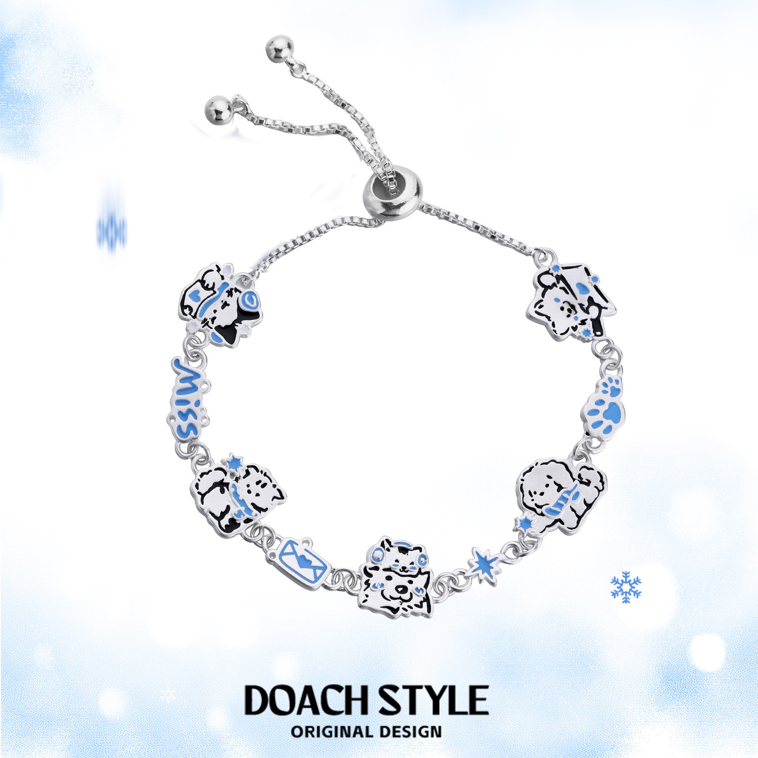 DOACH 冬日来信原创设计小猫小狗手链高级感甜酷抽拉链条手环女