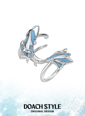 DOACH 原创纯银海域蓝小鱼耳骨夹无耳洞耳饰高级感小众甜酷风耳环