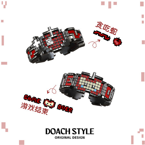 DOACH像素苹果原创设计纯银戒指