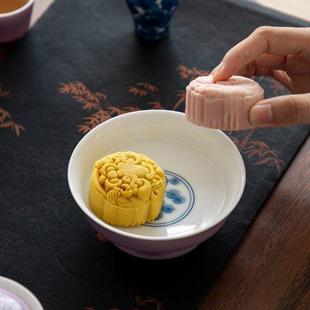 壶承 色釉陶瓷壶承手绘单层茶承壶托复古花瓣壶承养壶垫干泡台中式