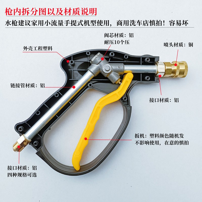 速发高压扇形洗车水枪免擦快接式喷头280型80型58清洗机全铜水枪