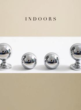 INDOORS极简黄铜圆球拉手实心纯铜金色银色法式轻奢柜门小把手