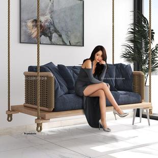 斯堪的纳维亚秋千吊椅室外庭院吊篮藤室内阳台流行椅单人和双人吊