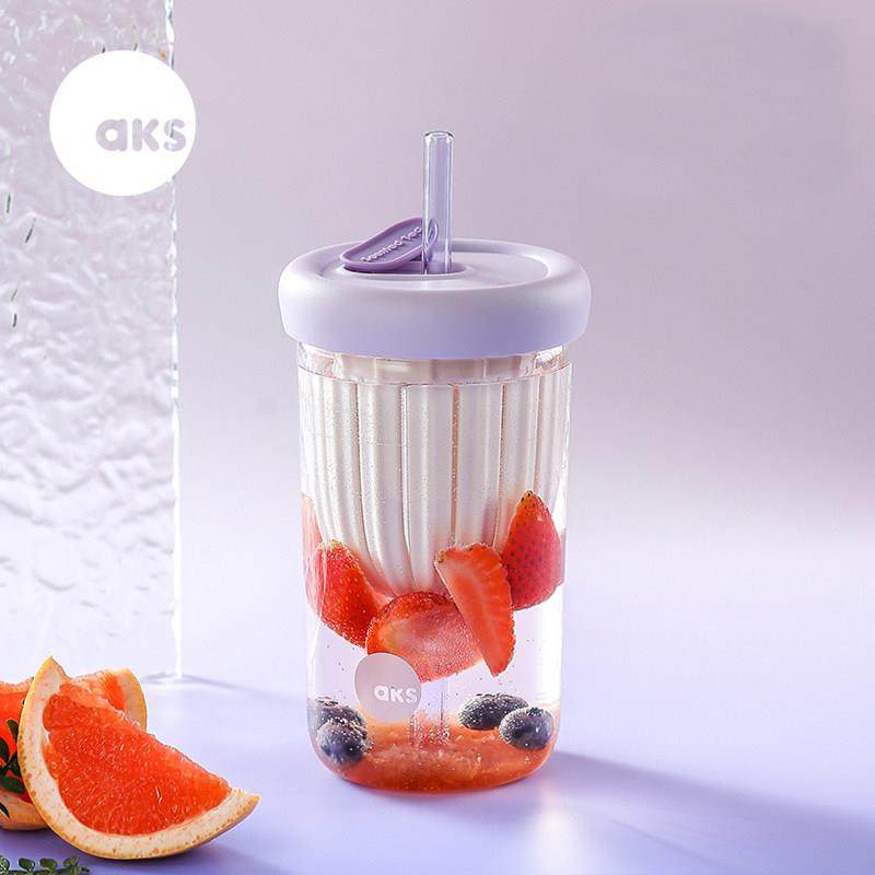 AKS高颜值咖啡杯加厚高硼硅玻璃杯茶水分离耐高温泡茶杯大容量女