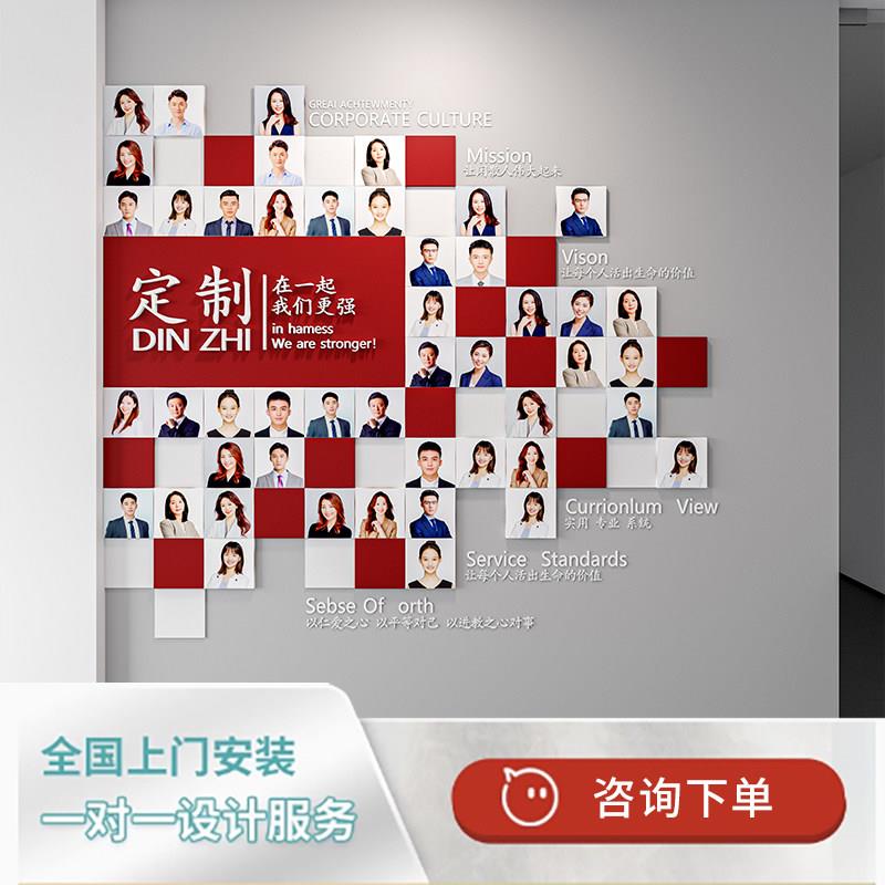 公司企业文化亚克力磁吸可更换照片墙员工团队风采合作师资介绍墙