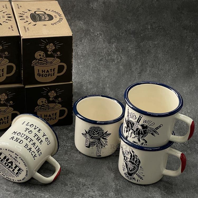 复古搪瓷马克杯 户外野营水杯 珐琅咖啡杯 小众品牌马克杯 礼盒装