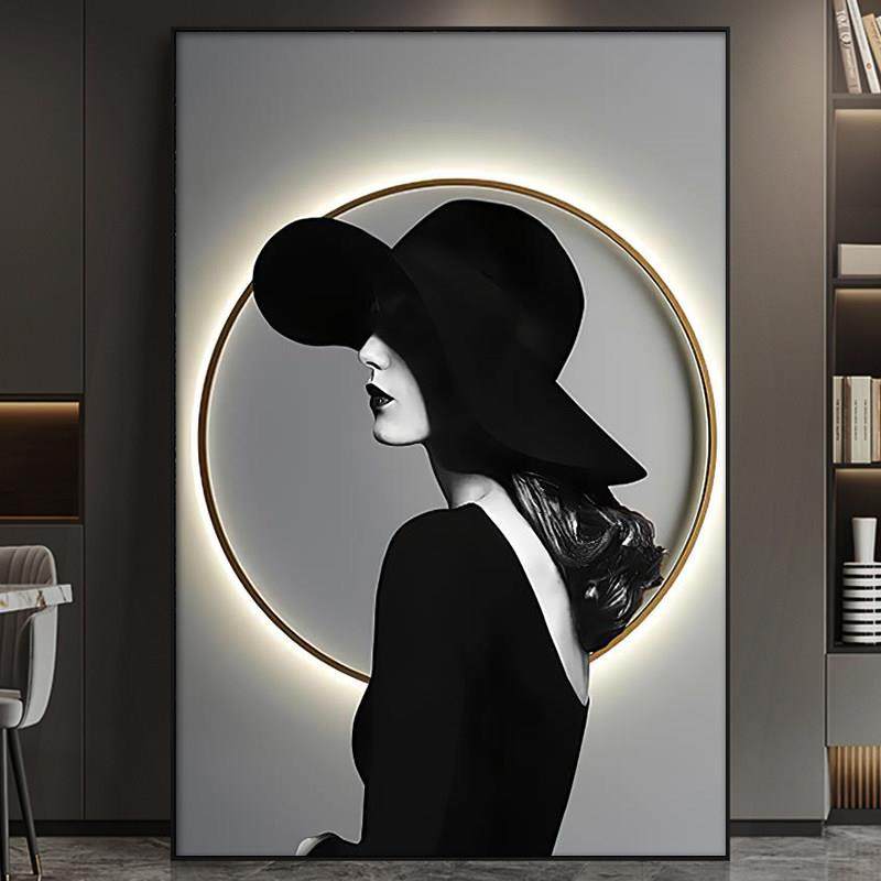 客厅落地画沙发背景墙装饰画挂画艺术人物LED灯玄关壁画现代简约,家居饰品,现代装饰画,淘宝优惠券,粉丝福利购,淘宝优惠卷
