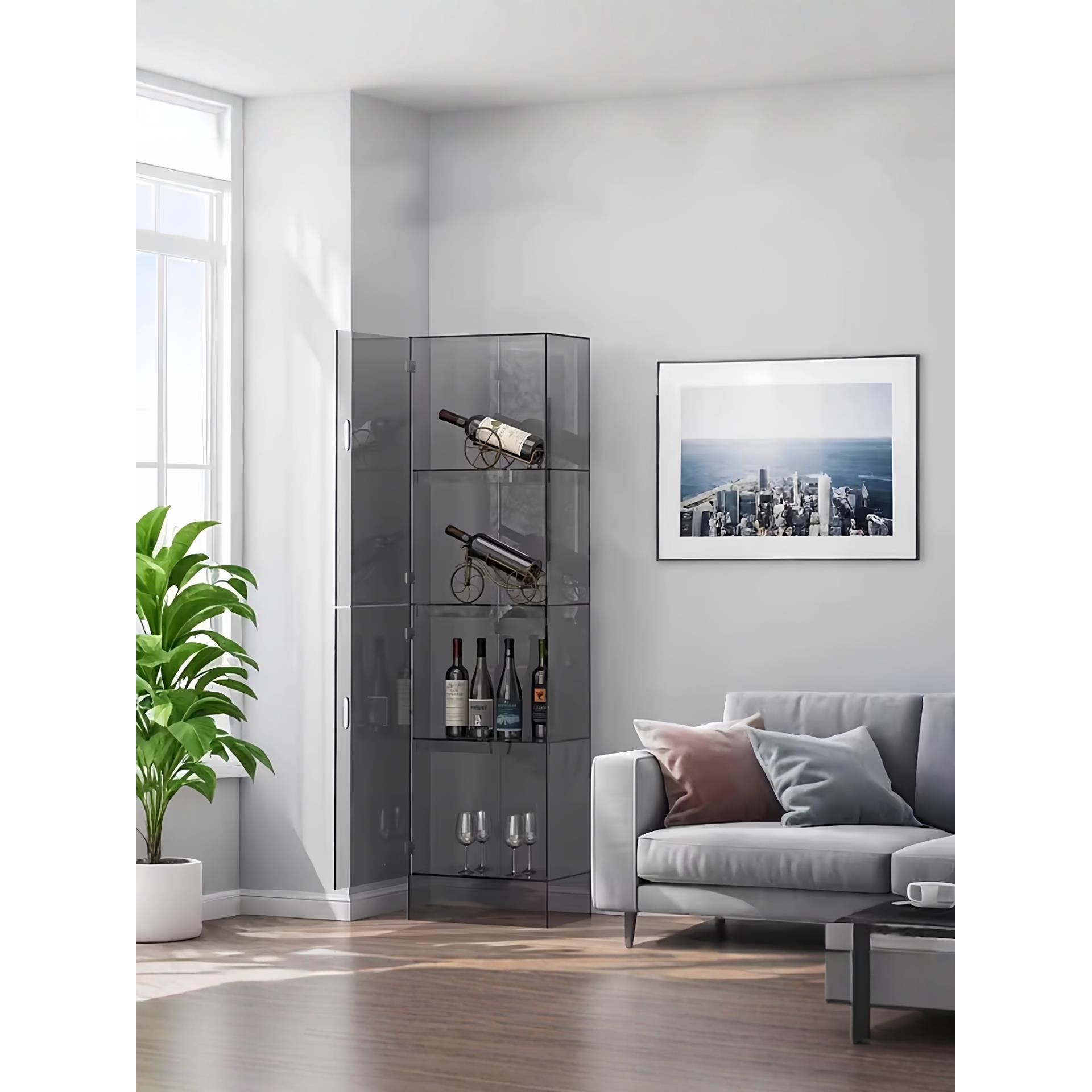 轻奢亚克力防尘书柜落地多层置物柜客厅展示柜卧室书架带门置物架