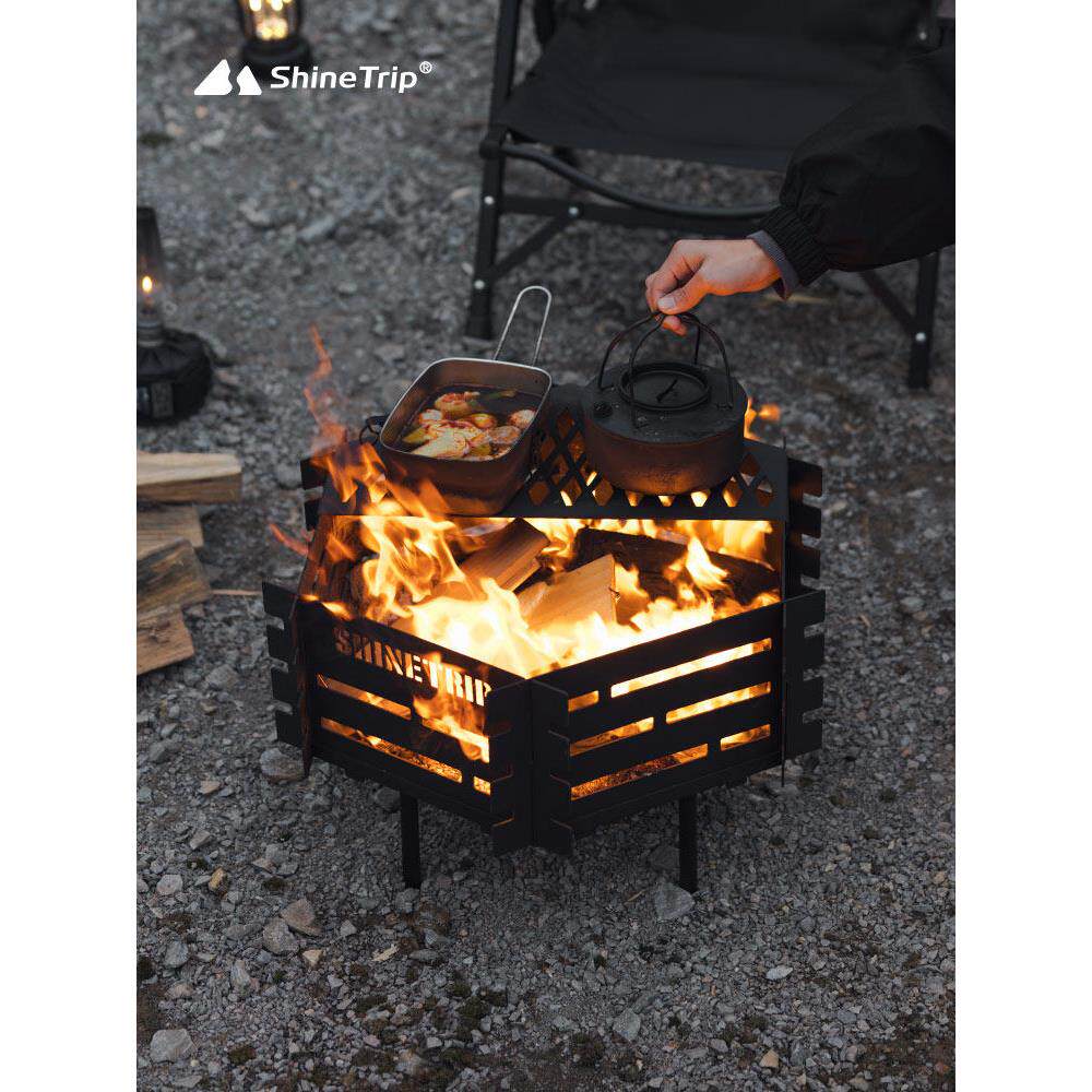 山曲户外烧烤烧烤露营式木灶加热炉折叠篝火锅冬天火桌子木炭冬天