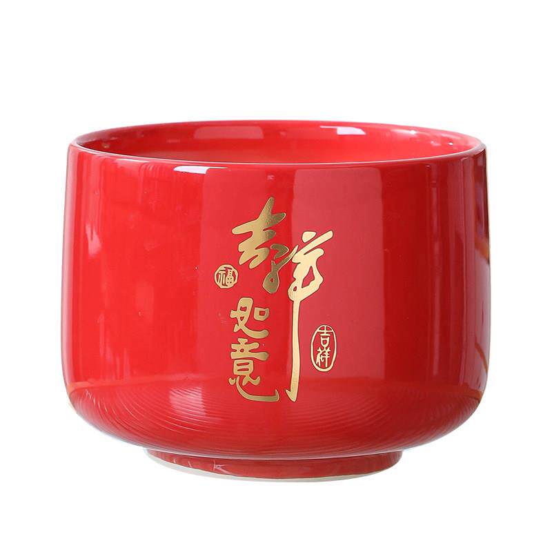 陶瓷花盆大红色中国风新年吉祥如意轻奢蝴蝶兰专用君子兰套盆兰花