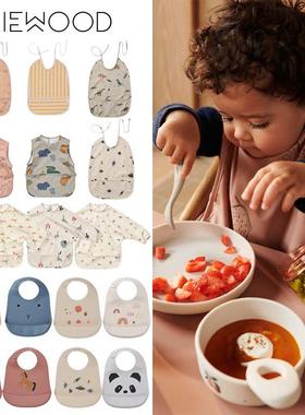 Liewood新款婴儿宝宝男女小童硅胶吃饭围兜防水易清洗饭兜反穿衣