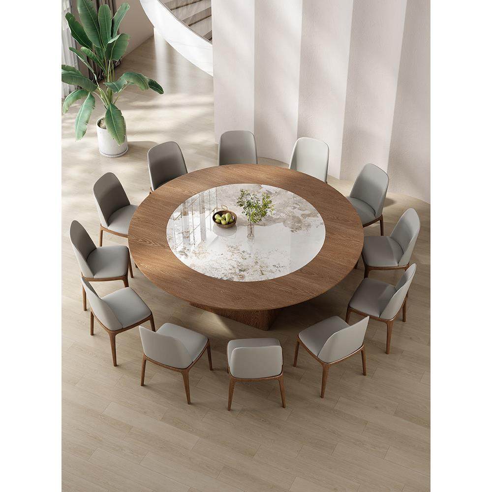 新中式2米实木大圆餐桌内嵌转盘12人家用别墅园餐桌转桌盘大圆桌,住宅家具,实木餐桌,淘宝优惠券,粉丝福利购,淘宝优惠卷