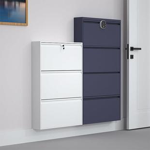 带锁室外防盗鞋柜家用门口钢制超薄15cm户外入户门口走廊翻斗柜
