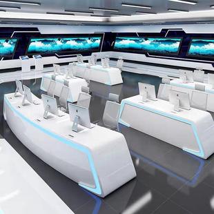 现代弧形指挥中心控制台监控室监控台安防调度台烤漆办公桌操作台