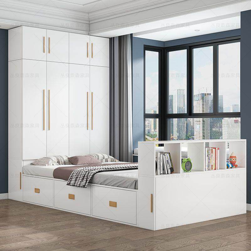 丛良实木衣柜床一体榻榻米小户型简约现代儿童床多功能书桌组合床