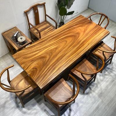 胡桃木大板茶桌南美花梨木桌面奥坎巴花简约原木大板餐桌办公桌椅