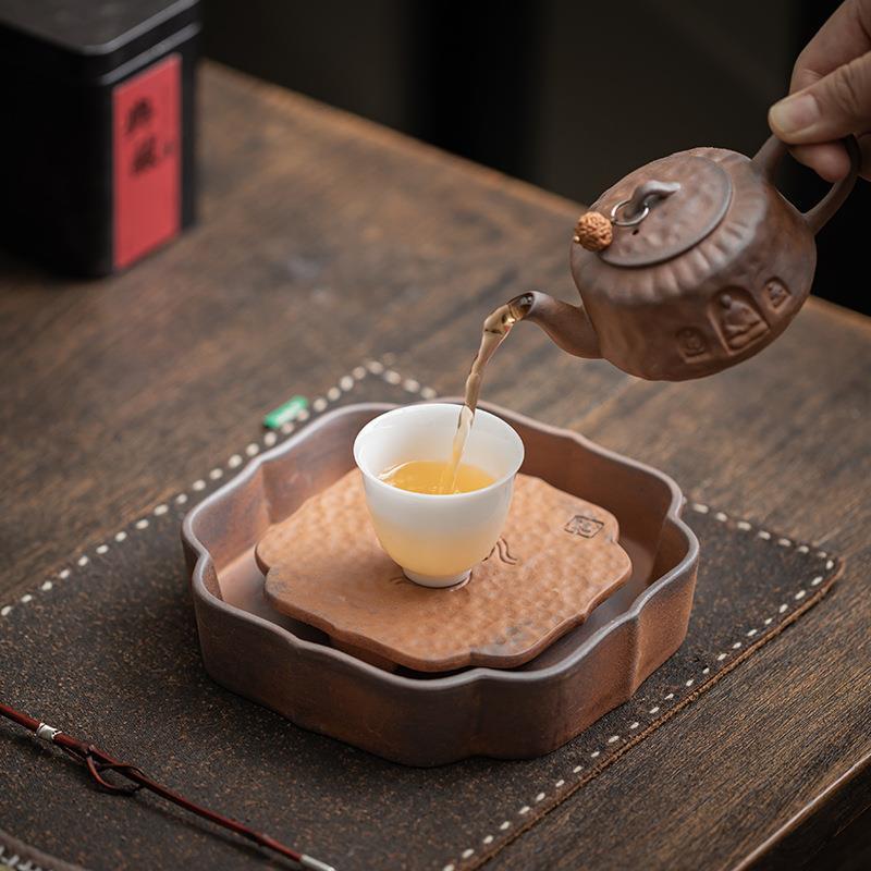 老岩泥祥云壶承覆古陶瓷杯托茶壶托壶垫蓄水小茶台干泡盘功夫茶具
