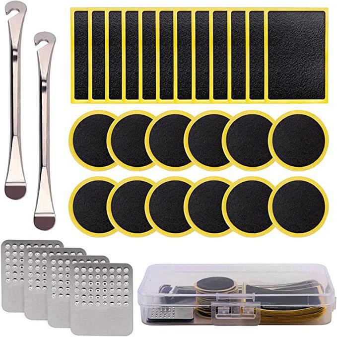 自行车免胶水补胎片撬胎棒单车山地车公路车快速补胎修理套装盒