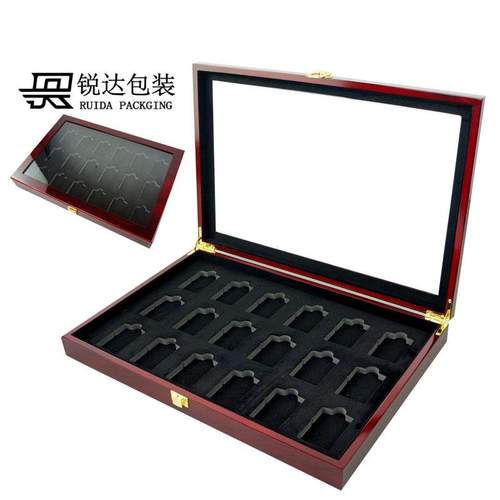 现货 打火机收纳盒木质钢琴烤漆煤油打火机收藏展示18位打火机盒