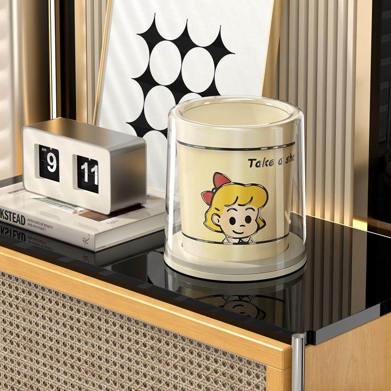 多巴胺桌面垃圾桶可爱小号奶油风新款高颜值小垃圾袋迷你厨房