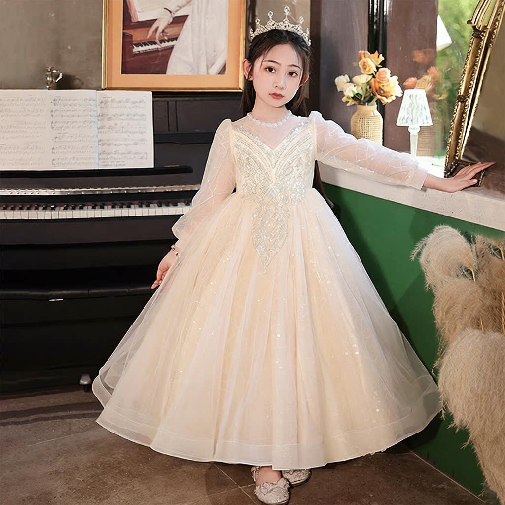 女童主持人礼服婚礼钢琴演出服儿童高级感轻奢小众公主裙花童裙子