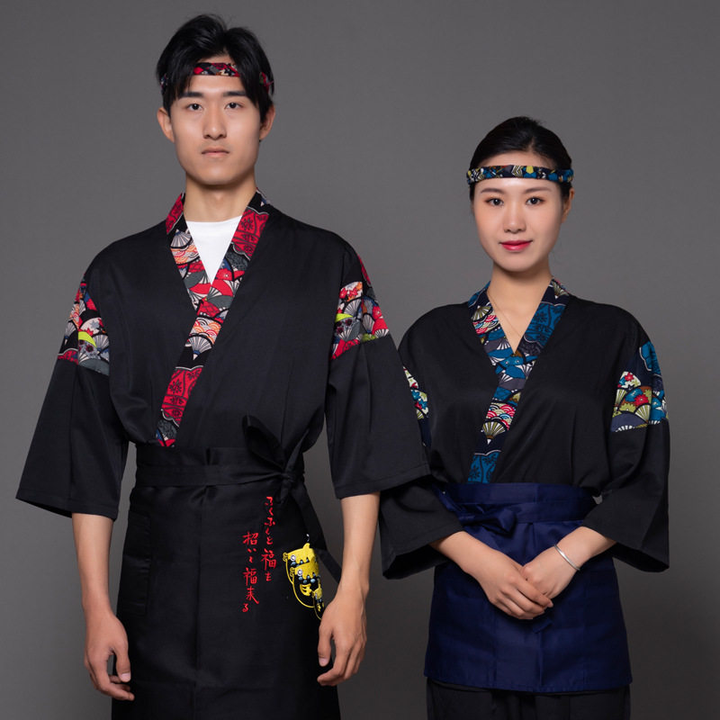 日本厨师服寿司和服料理店男女