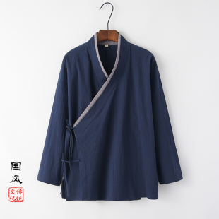 秋季新款休闲唐装男长袖棉麻中国风中式复古服装居士汉服外套