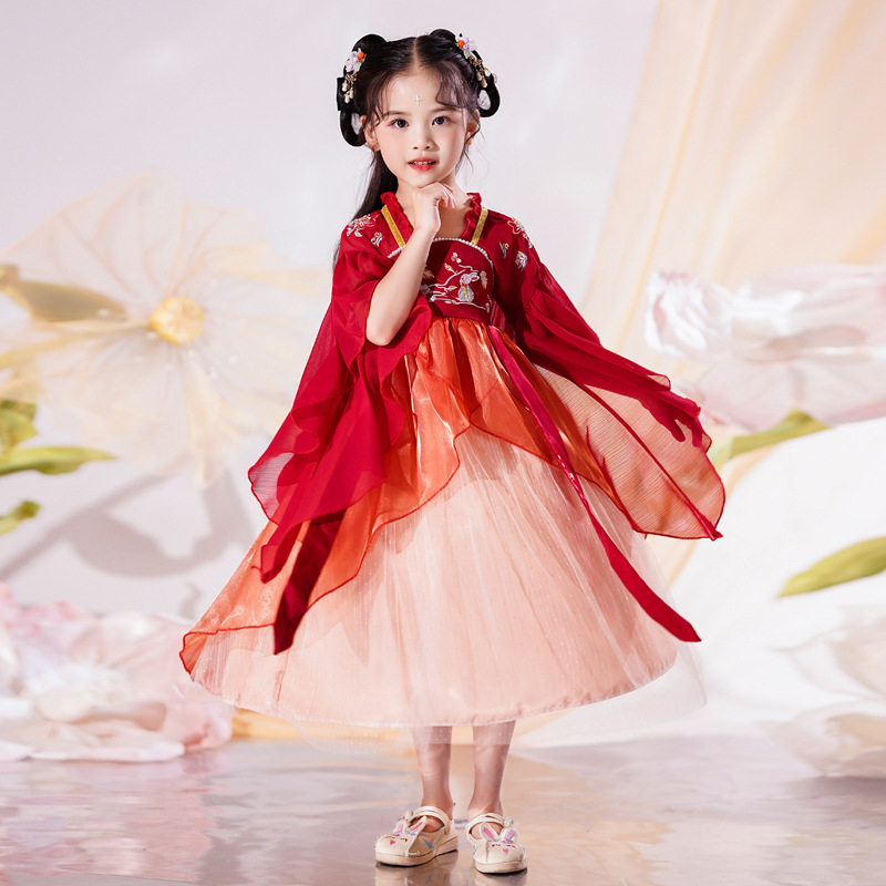 童装夏季女童汉服短袖中女孩网纱