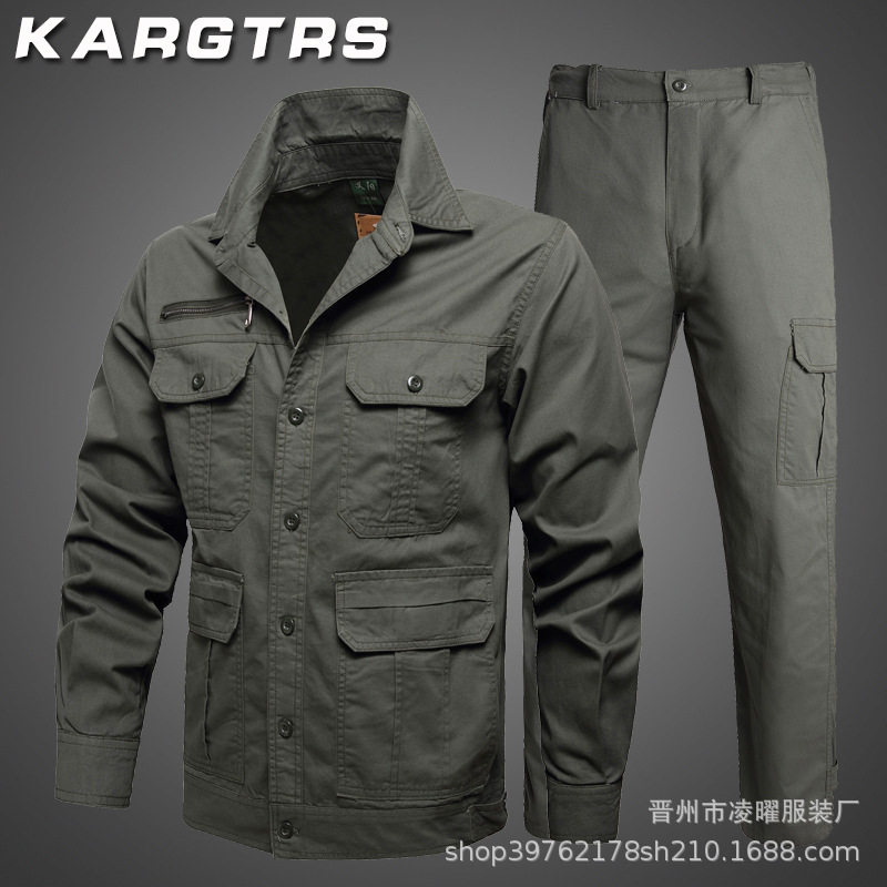 新款夏季薄款工作服男长袖纯棉劳保服衬衫迷彩服耐磨电焊汽修阻燃