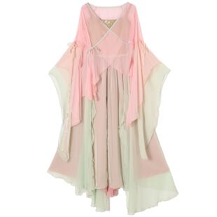 超仙新款古典舞舞蹈服女飘逸粉色纱衣练功服身韵中演出服仙气