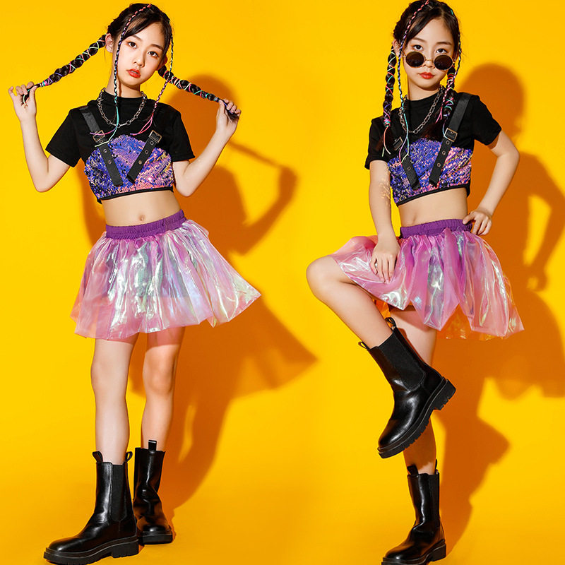 儿童爵士舞服装夏季女童嘻哈走秀