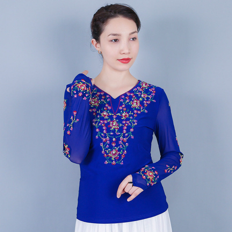 新疆舞蹈广场舞服装上衣长袖女