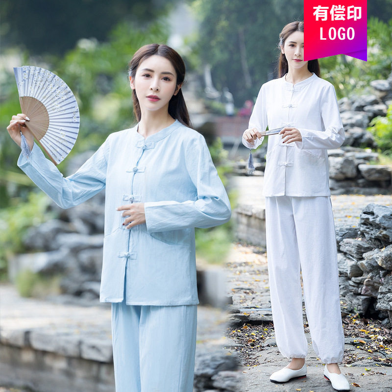 瑜伽服套装太极服棉麻晨练服