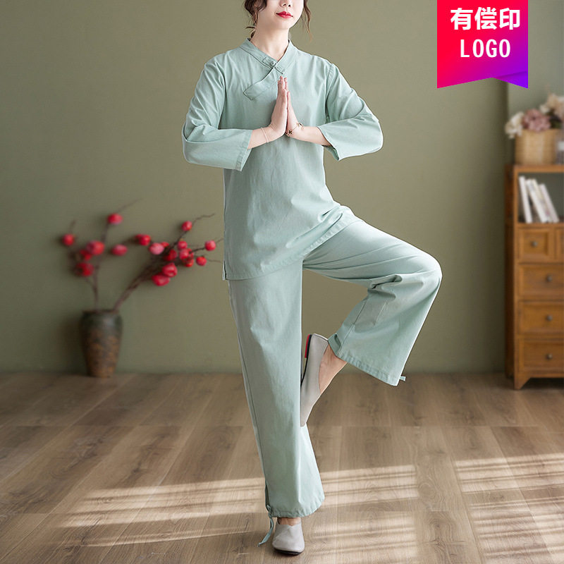 #新款中式两件套佛系居士服棉麻