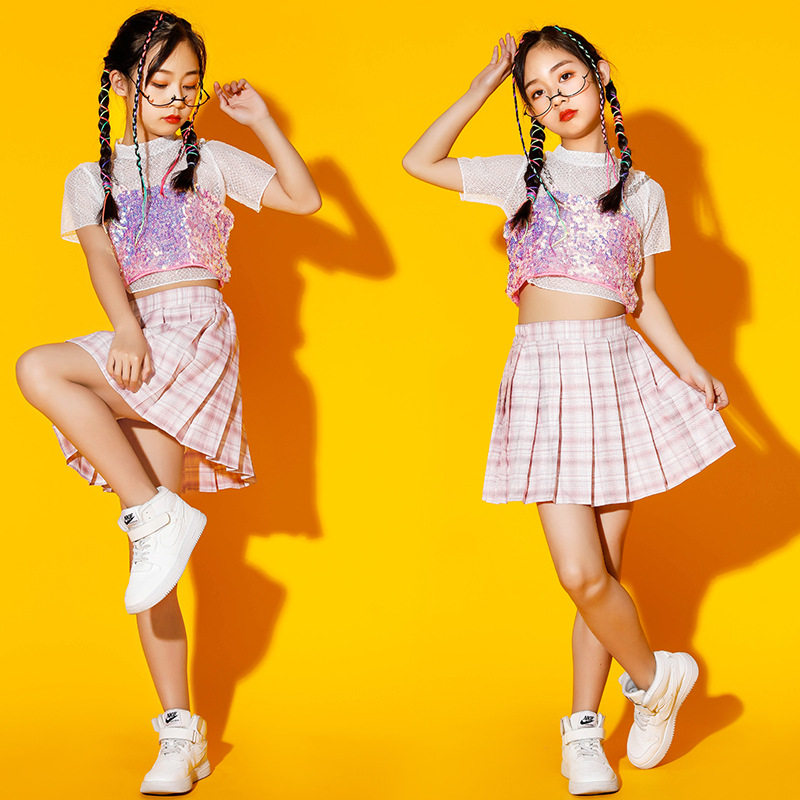 儿童爵士舞服装夏季女童嘻哈走秀
