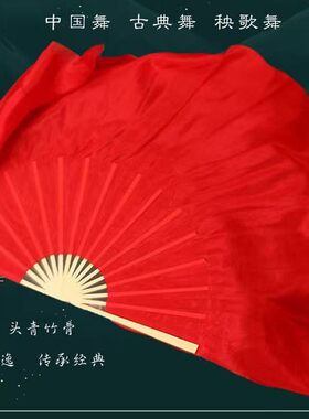 少年志同款舞蹈扇飘逸大红色绸扇
