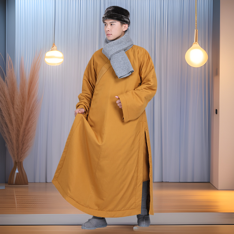 僧服冬季棉袄加厚长褂男女师父