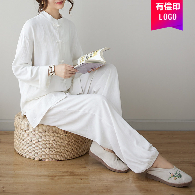 新款新中式太极服两件套晨练白色