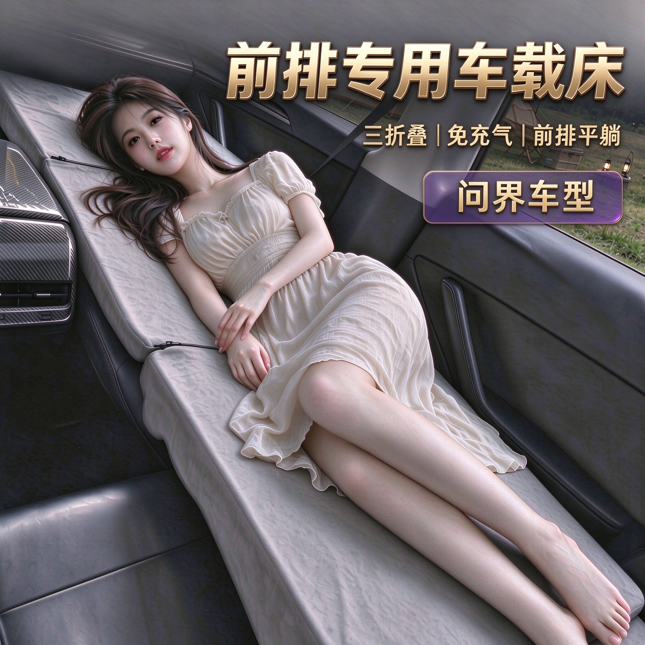 问界M7/M8/M9车载旅行海绵床垫可折叠座椅躺平自驾游午睡车内睡觉