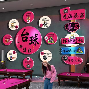 速发台球厅大饰画打卡文照区布置桌球室拍化背景墙贴海报用品装全