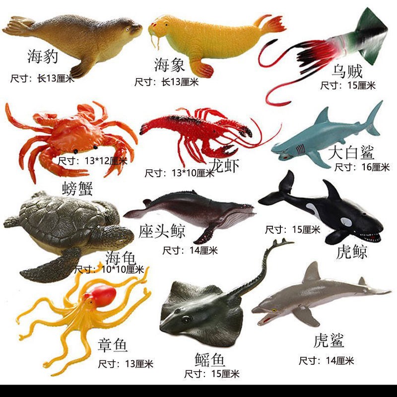 速发玩生海洋具物世胶模型海底软界海豚大白类套装动物