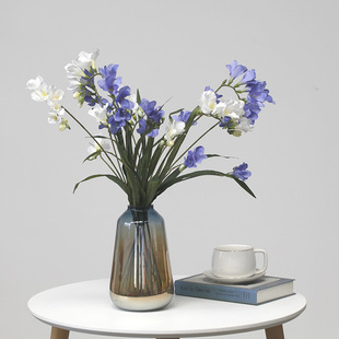 速发花绢花香雪兰蓝色花艺蕙兰景堂布礼婚庆白色装饰插花家居摆件