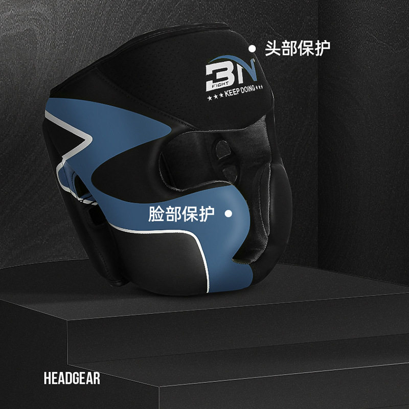 速发跨境新款拳击头盔男搏击护头成人散打泰拳训练头盔运动护具护