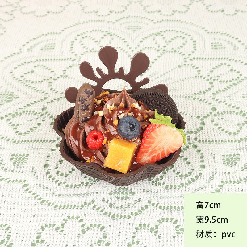 速发脆皮冰淇淋模型假华夫碗水果示干冰激凌甜展装饰品饼摆件道具