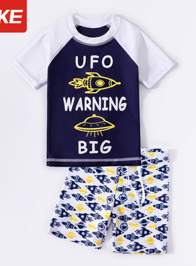 速发儿童男童20晒2新款分体男孩专裤套装中大童宝宝泳业防2游